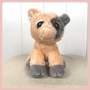 Aurora Plush Cow Stuffed Animal Peach Gray Big Eyes Spotted‎ EUC Collectible Toy